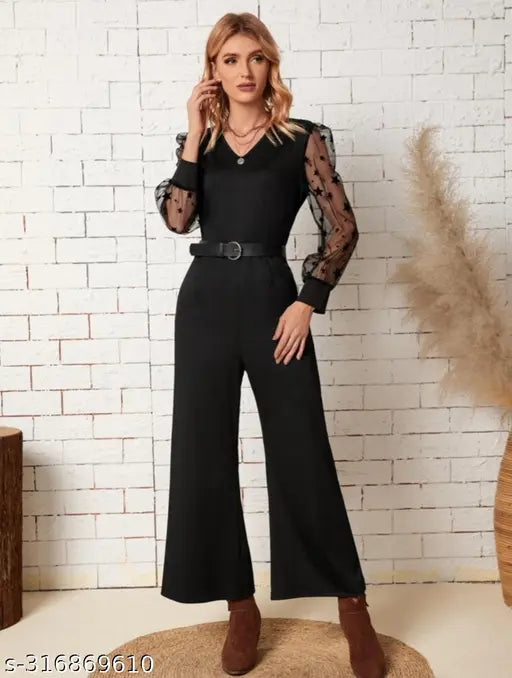 Fancy lycra jumpsuit for women, solid color, long sleeves, multiple sizes available from XS to XXXL, made in India