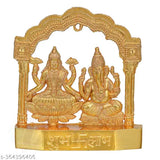 Metal Ganesh Laxmi idol, Lord Laxmi Ganesha statue, 8.5cm x 10cm x 7.5cm, Indian house warming gift