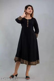 Black and gold anarkali kameez with long sleeves