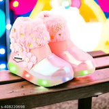 Pink faux leather/leatherette LED light cShoes for summer and winter, embellished flatform design, suitable for partywear, ages 110 years old