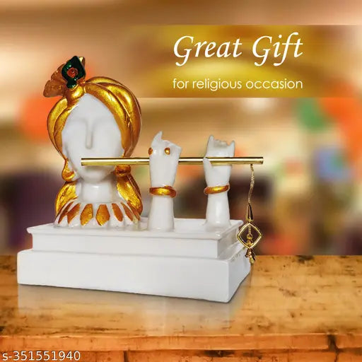 Krishna Hand playing flute Modern Art resin showpiece, ideal for home decor, living room, or office. Size: 19x11x19CM