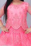 Embroidered net lehenga choli for kids, Aari work mirror work dress with three-quarter sleeves, ideal for special events in India