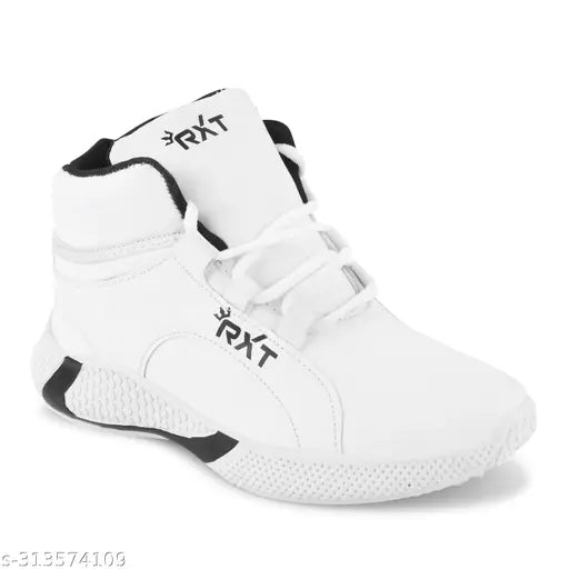Lace up boys' sports shoes, white with a black Swoosh, for active play and casual wear. Perfect for growing feet. Pack of 1