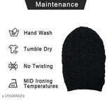 Black winter beanie cap for men with maintenance instructions