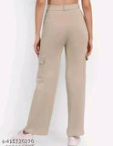 Cream chino pants with pockets, mid-rise, women's trousers