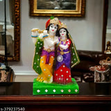 Resin Shri Radha Krishna Idol with Complete Sringar, 12cm x 21cm x 10cm, Indian handcrafted religious figurine