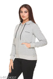 Hooded fleece jacket in solid color, long sleeves, two side pockets & zippered closure - Hardihood Women's Fleece