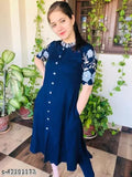 Embroidered Rayon kurti, trending flared half-sleeve design for women in M, L, XL, XXL (India)