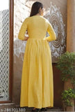 Long yellow rayon nayara cut women's kurta, stylish front gather design