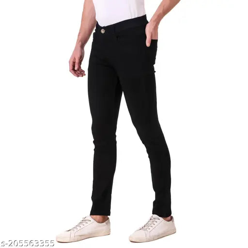 Black Lyrca denim men's jeans by AXAAR, solid pattern, size options include 28, 30, 32, 34, and 36 (India)