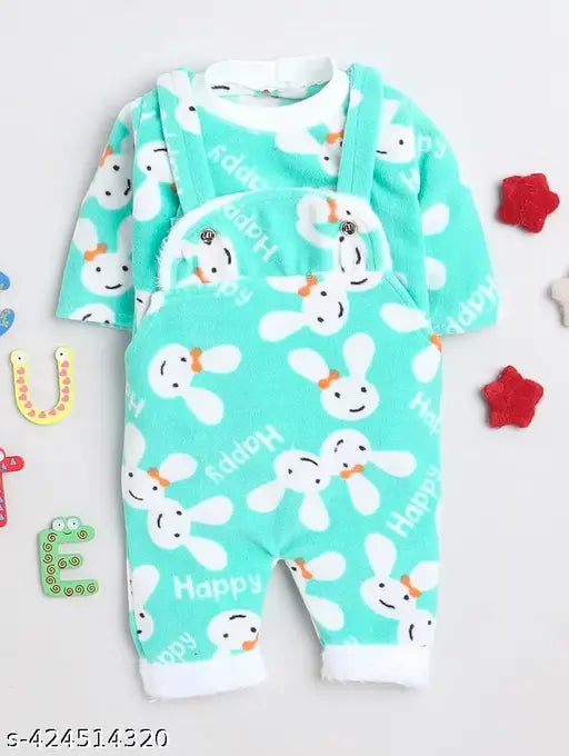 Wool dungarees, printed kids winter wear, 0-6 months, India