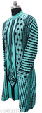 A long sleeved, bright blue and black patterned kameez for women's formal wear
