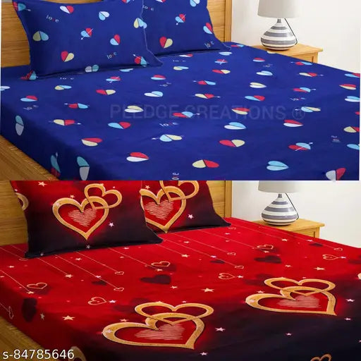 3D KING SIZE BEDSHEETS FOR DOUBLE BED COMBO PACK OF 2 WITH 4 PILLOW COVERS
