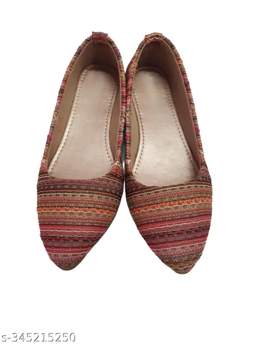 Striped textile ballerinas for women (Basicsteps Women Bellis), comfortable and versatile - Indian Made