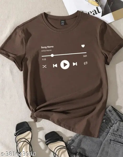 Brown cotton oversize unisex T-shirt for women or girls