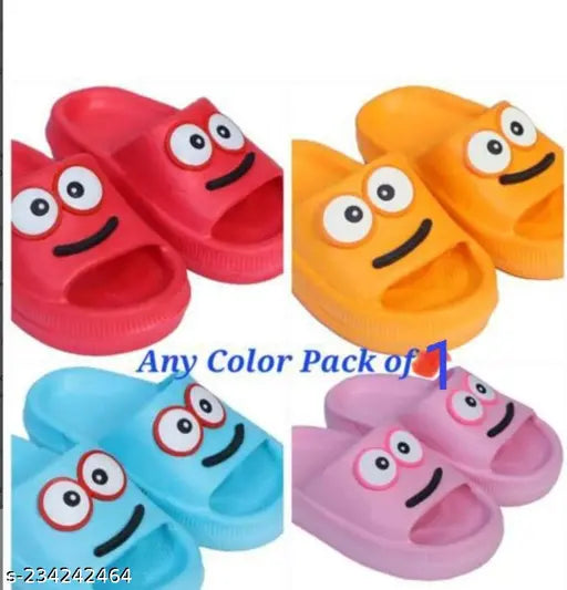 Canvas and EVA cartoon character kids flip flops in assorted sizes: 4-4.5yrs, 4.5-5yrs, 4-5yrs, Made in India