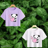 Women's & Girl's stylish printed cotton blend crop top tees, vibrant colors for summer comfort and style, Indian origin