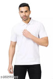 White half-sleeve polo neck t-shirt for men, breathable cotton blend