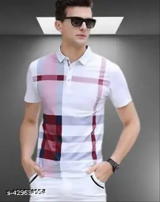 Men's printed cotton blend short sleeves t-shirt in various sizes - S, M, L, XL, XXL. Vibrant pattern makes a statement for any occasion. Made with quality and comfort in mind. Designed in India