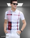 Men's printed cotton blend short sleeves t-shirt in various sizes - S, M, L, XL, XXL. Vibrant pattern makes a statement for any occasion. Made with quality and comfort in mind. Designed in India