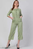 Striped rayon three-quarter sleeve jumpsuit for women, ideal for Indian body types