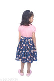 Satin net toddler dress with cartoon and letter graphics, 1-2 years size in flounce sleeve style, made in India