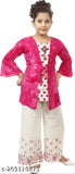 Traditional Indian rayon kurti top and plazoo pants, solid pattern for kids aged 0-10 years
