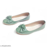 Light green synthetic slip-on ballerina tie, ideal for formal events. (India origin)
