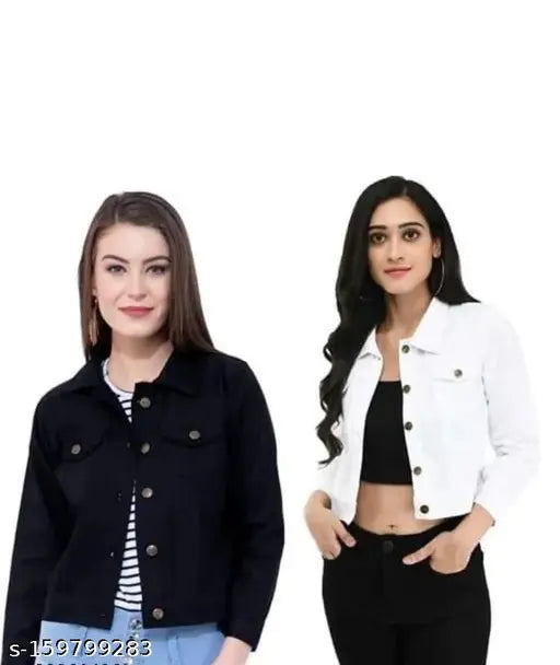 Denim jackets combo pack for girls and women, best quality jeans jackets with three-quarter sleeves. Solid color in sizes S to XL, Indian origin