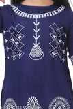 Kids Rayon A-line palazzo set with printed three-quarter sleeves. Traditional ethnic festival wear for girls aged 1-9 years, India origin