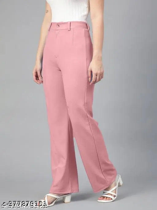 Hot pink wide leg pants, women's fashion