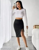Women's cotton black mini skirt