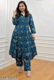 Rayon printed kurta and palazzos, three-quarter sleeves, vibrant Indian fashion for women (L: bust 40in, shoulder 14in)