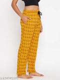 Yellow and black patterned women's cotton lounge pants
