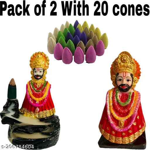 Marble-look resin Ashi Enterprises Lord Khatu Shyam Ji idol statues, Indian religious decorative figurines for home or office