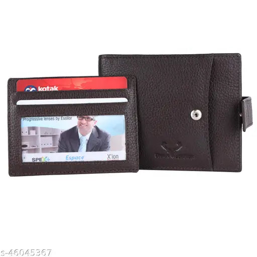Solid brown leather men's wallet with RFID protection, featuring 5 compartments and slim design. Genuine leather accessory for men