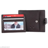 Solid brown leather men's wallet with RFID protection, featuring 5 compartments and slim design. Genuine leather accessory for men