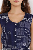 Navy Blue Crepe Sleeveless Jacinta Paper Printed Jumpsuit, trendy and comfortable women's fashion from India