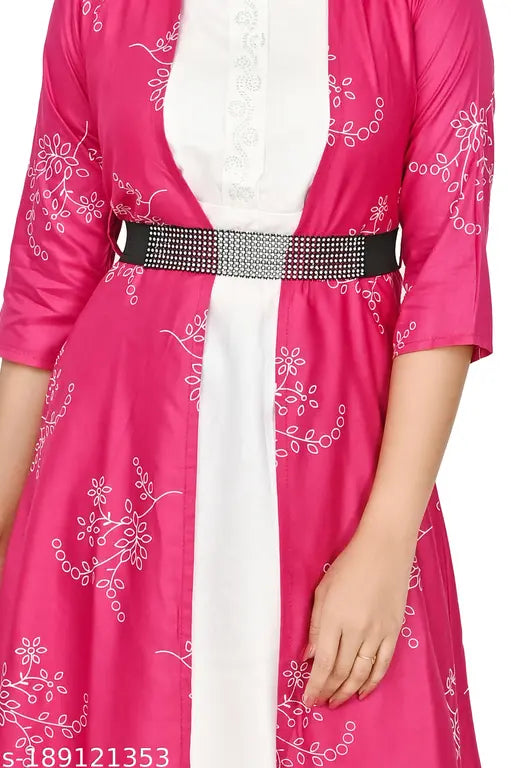 Rayon three-quarter sleeve printed net ANGLE frock for modern funky girls aged 12-16 years, made in India