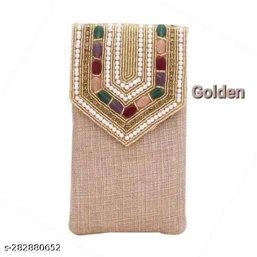 Party handbag with sling, beaded detailing, and hook for saree