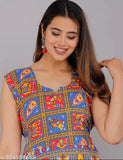 Vibrant printed cotton midi dress, perfect for every occasion. Sleeveless, colorful, and available in multiple sizes