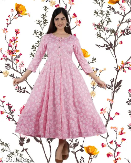 Rayon Aakarsha Graceful Kurtis, three-quarter sleeves, printed combo, M (38in bust, 49in length), L (40in bust, 49in length), XL (42in bust, 49in length), XXL (44in bust, 49in length) - Indian handcrafted fashion