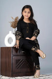Rayon printed kurti pant set with matching dupatta, three-quarter sleeves, vibrant design for girls (9-10 years, 11-12 years), Indian origin