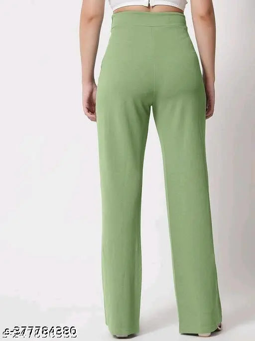 Mint green high-waist skinny trousers for women