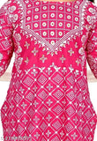 Pink Rayon girls' kurta palazzo set with printed sharara and dupatta, ideal for ethnic wear