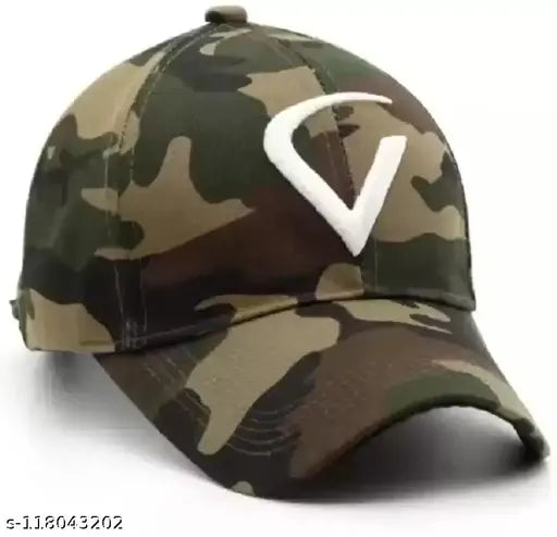 Army green cotton baseball cap, military pattern adjustable with pack of 1, vintage-inspired headwear on model