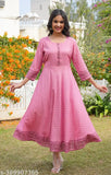 Women's rayon polka dot printed flared kurti, three-quarter sleeves, single color Indian fashion on model