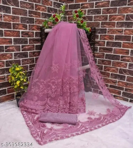New styli fancy women's net saree with embroidered solid blouse, free size, India-made