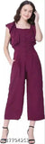 Fancy crepe jumpsuit for women, solid net, short sleeves - S (34in bust, 44in length, 28in waist)