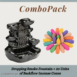 Combo pack of Jiyansh Creation smoking fountain incense holder, 30 units backflow incense sticks